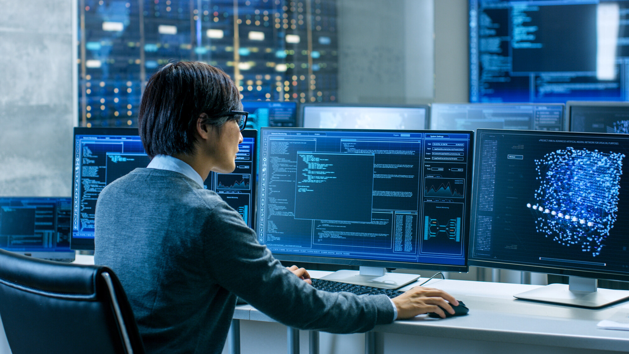 Security operations analyst monitoring network systems