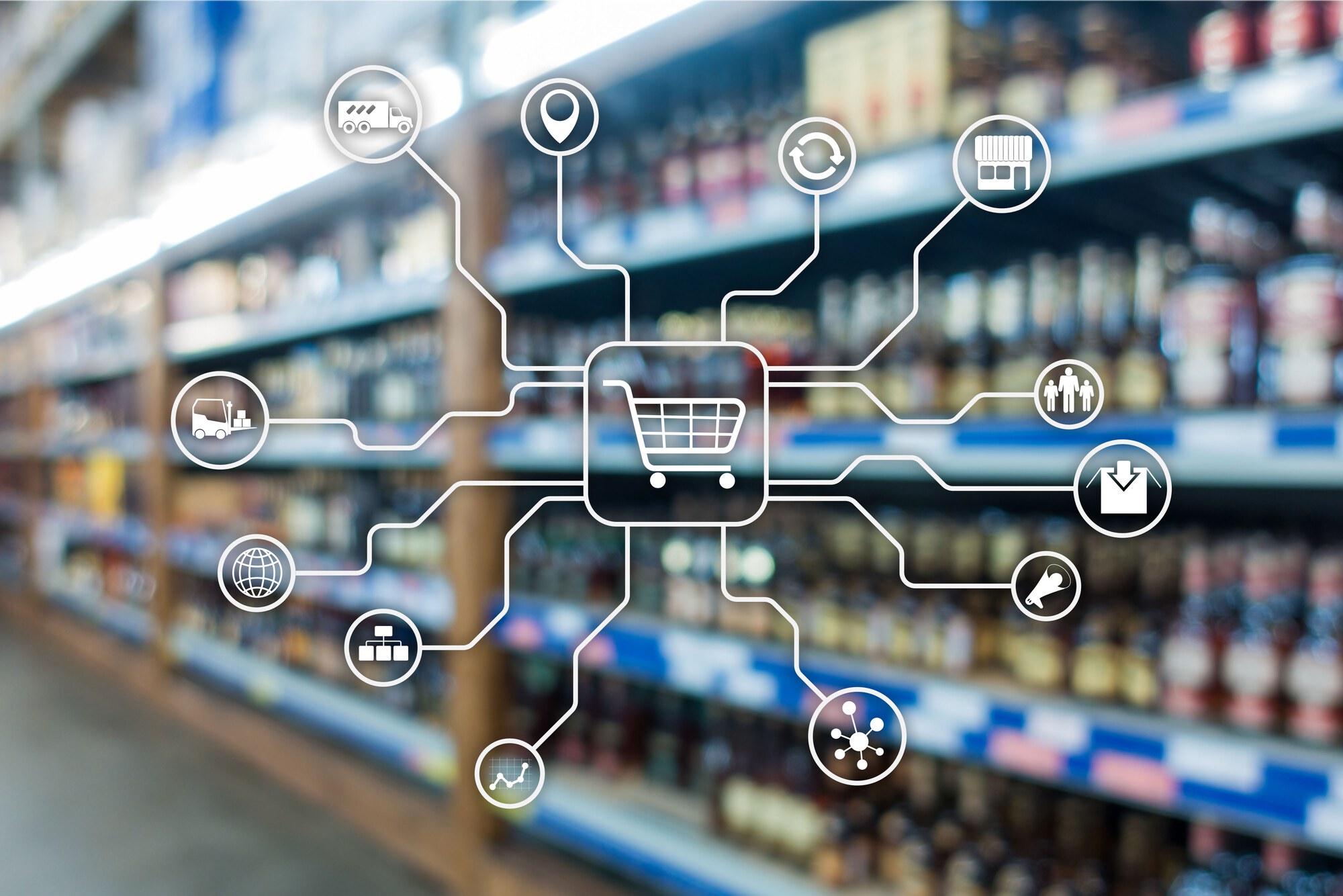 Connected retail network supporting stores and digital services