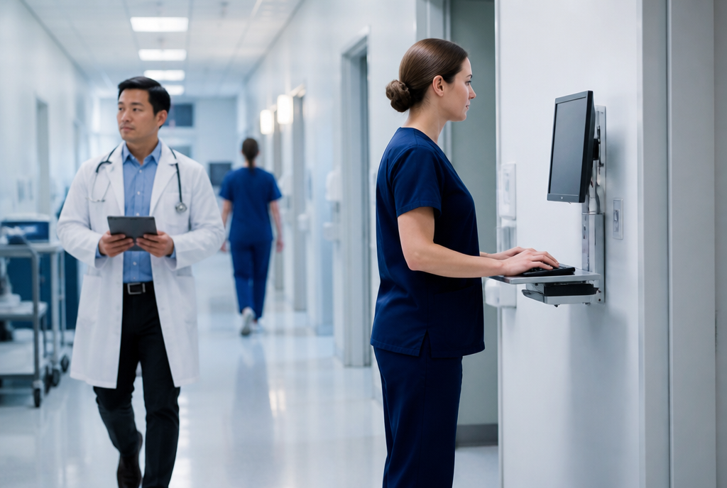 Hospital corridor workstation