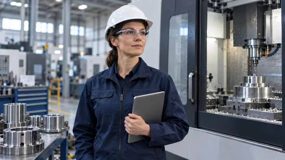 Engineer monitoring industrial equipment with a tablet