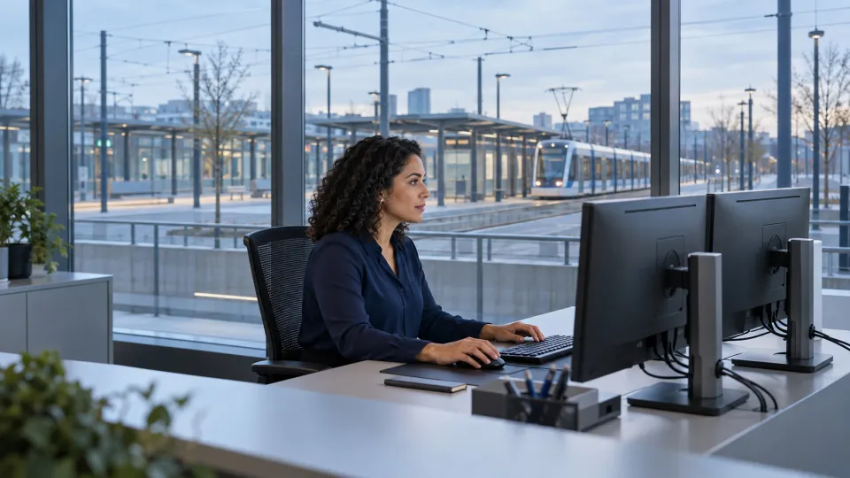 Public infrastructure specialist monitoring civic transport systems