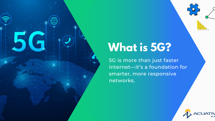 A representation of 5G technology, explaining what 5G is and its impact on business innovation, faster connectivity, and low-latency applications.