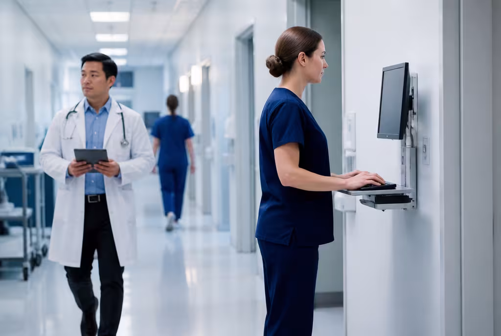 Hospital corridor workstation