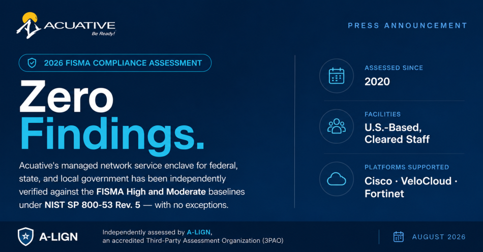 Acuative Completes 2026 Annual FISMA Compliance Assessment with Zero Findings